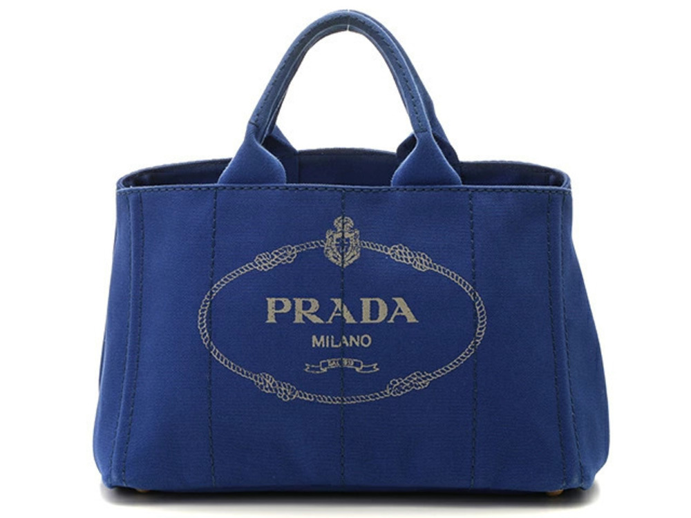 Prada Canapa Tote Bag Canvas Blue